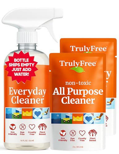 Truly Free Everyday Cleaner - Multipurpose Cleaner Spray, Kitchen Counter Cleaner, Natural Cleaning Products, Multi-Surface Household Solution, 1 Empty Bottle Spray (16oz) & 2 Refills (3oz each) | Amazon (US)