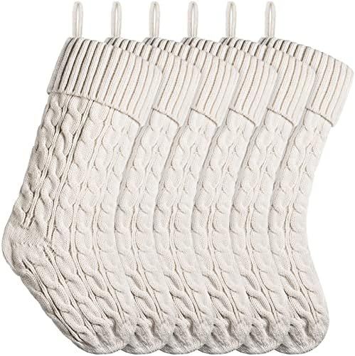 Christmas Stockings Cable Knit Xmas Stockings 18 Inches Large Fireplace Stockings for Family Holi... | Amazon (US)