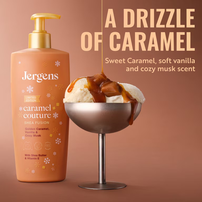 Jergens Shea Fusion Caramel Couture Scented Body Lotion, Moisturizer for Dry Skin, 14 fl oz | Walmart (US)