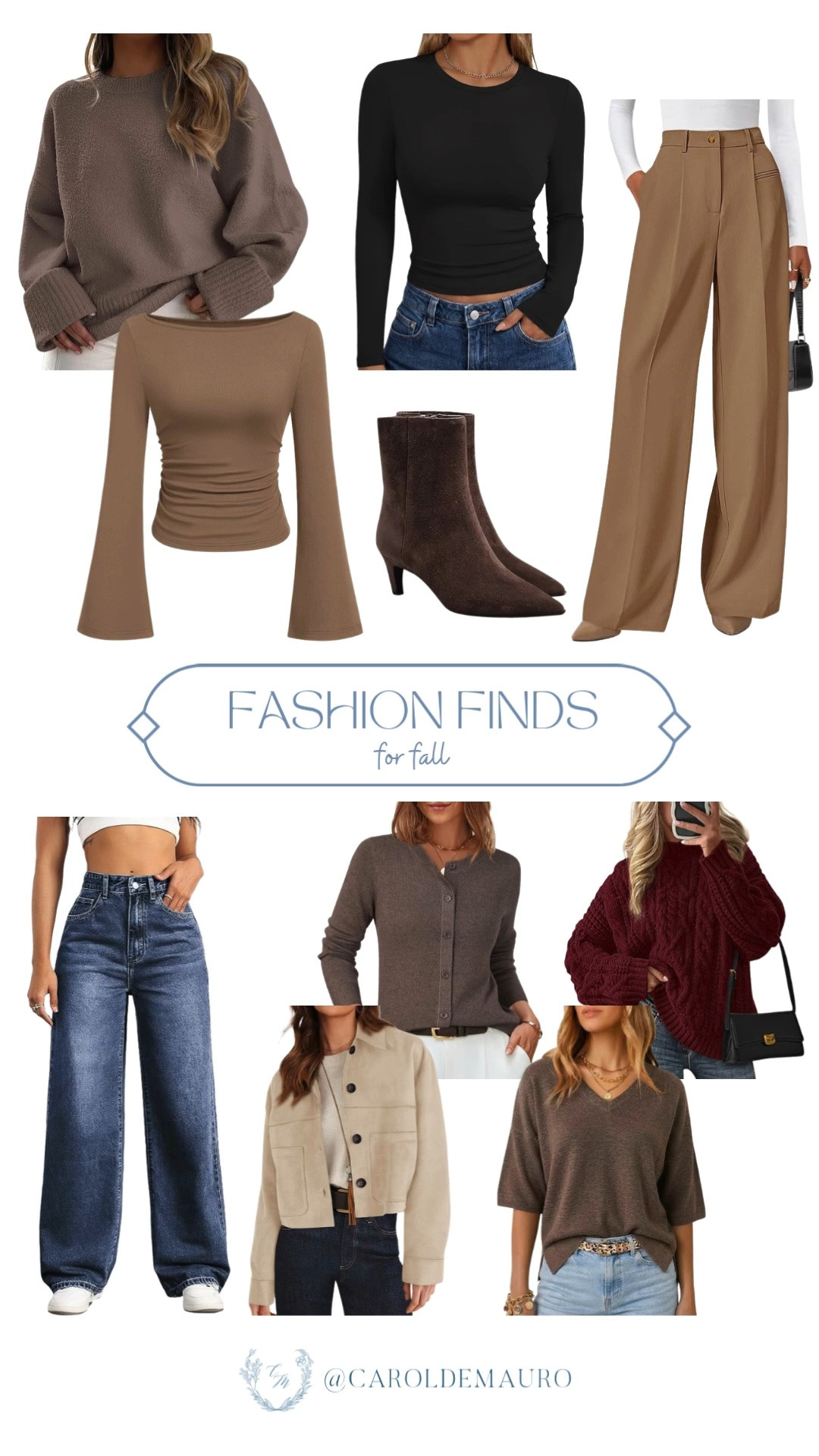 It's the perfect time to stock up on fall basics! Cozy sweaters, wide leg trousers, and the softest suede booties.

fall capsule wardrobe, fall wardrobe finds, Amazon fall fashion, affordable fall style