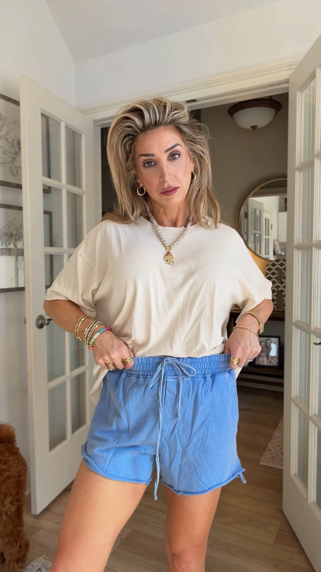 My typical weekday coffee shop work day outfit formula. 💻☕️ Casual and comfortable and always with a jacket to layer on in the cold coffee shop. 🥶

Summer outfits over 40, elastic waist shorts, lounge shorts, athletic shorts, oversized tee shirt, denim jacket, carpool outfits, mom outfits

#LTKgrwm #LTKootd #LTKOver40