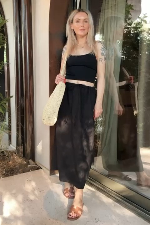 H&m, Aime Leon Dore, Vuori, Jones Road Beauty, Saie, Ultra Violette, Drawstring Skirt, Black Tank Top, Lip Stick, Liquid Bronzer, Summer Outfit, Casual Outfit  

#LTKstyletip #LTKeurope #LTKsummer