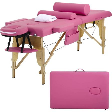 Furinno 24 Wide Portable 2 Fold Massage Table with Pouch and Hanger Pink | Walmart (US)