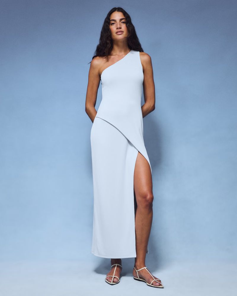 One-Shoulder Knit Maxi Dress | Abercrombie & Fitch (UK)