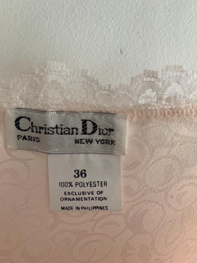 Stunning Vintage Christian Dior Nightgown Chemise Pale Pink Apricot Lace Shimmer Size 36 - Etsy | Etsy (US)