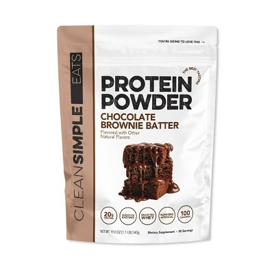 Clean Simple Eats Protein Powder Chocolate - Brownie Batter - 19oz/20 Servings: Whey Protein Isolate, 20g Protein | Target