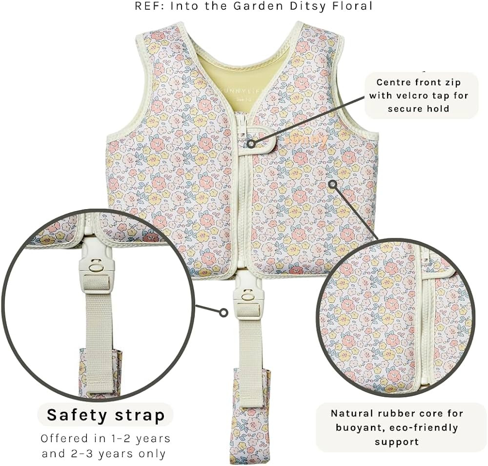 SUNNYLiFE Swim Vest, 1-2 Years, Into The Garden Ditsy Floral, EPE/Natural Rubber/Polyester, 13.39... | Amazon (US)