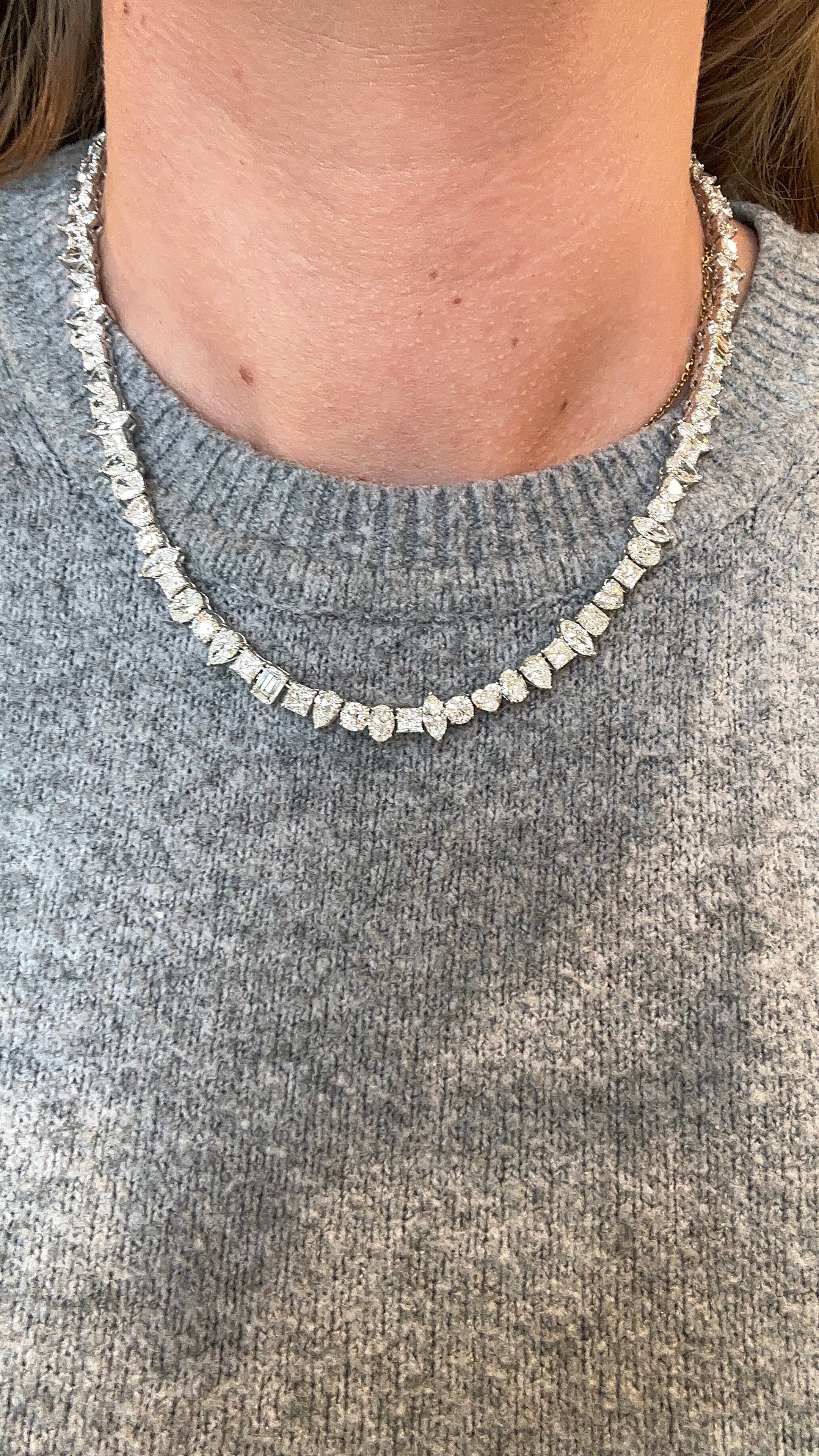 Fancy Shape Diamond Tennis Necklace | Henri Noel Fine Jewelry