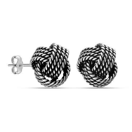 LeCalla Sterling Silver Love Knot Stud Earrings - Lightweight Italian Design Twisted Earrings for... | Amazon (US)