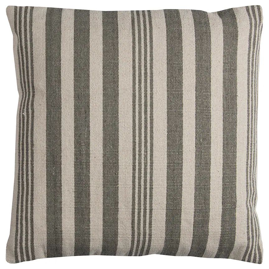 Rizzy Home Grey/ Ivory Vertical Stripe Heavy Cotton Canvas Decorative Throw Pillow (24" x 24" Ivory  | Bed Bath & Beyond