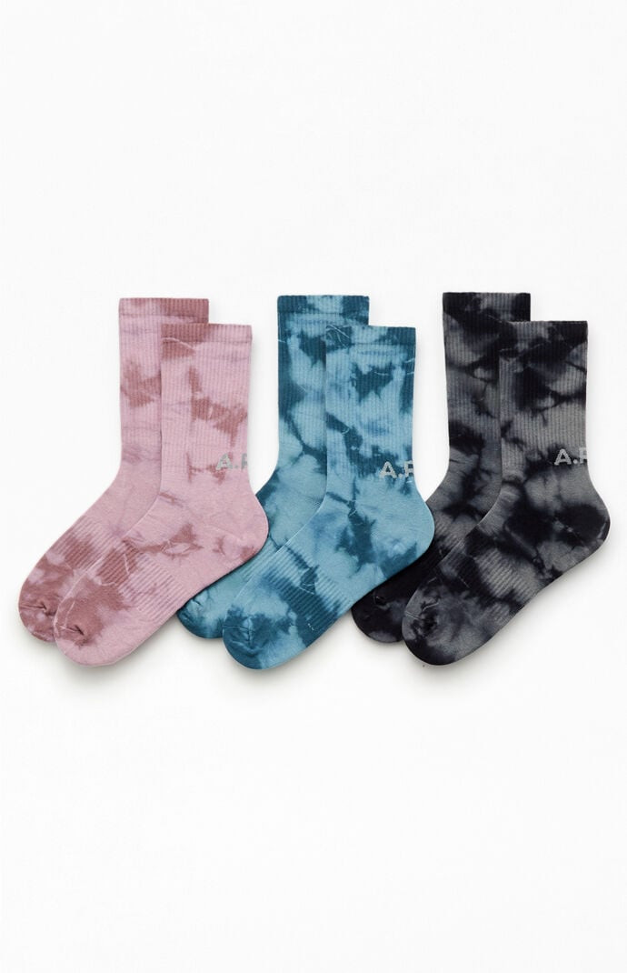 A.R.C. Men's 3 Pack Tie Dye Crew Socks in Black Hibiscus | PacSun