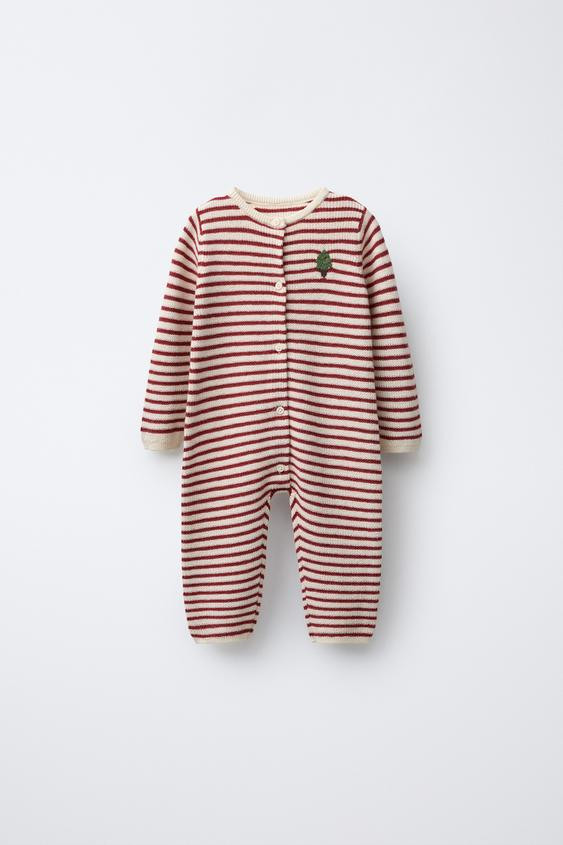EMBROIDERED TREE KNIT STRIPED JUMPSUIT | Zara US