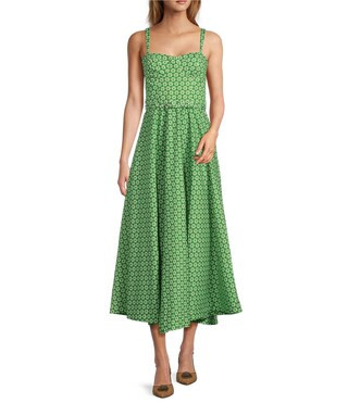 x Style by Simkins Margo Printed Poplin Sweetheart Neck Sleeveless Dress | Dillard's