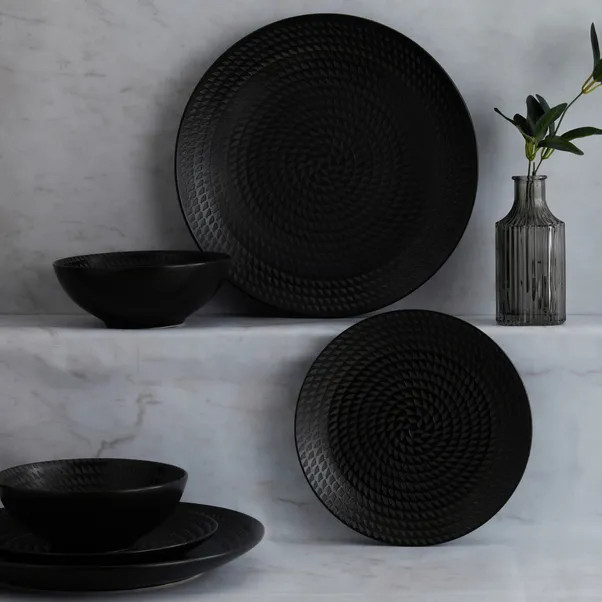 Carbon 12 Piece Dinner Set | Dunelm