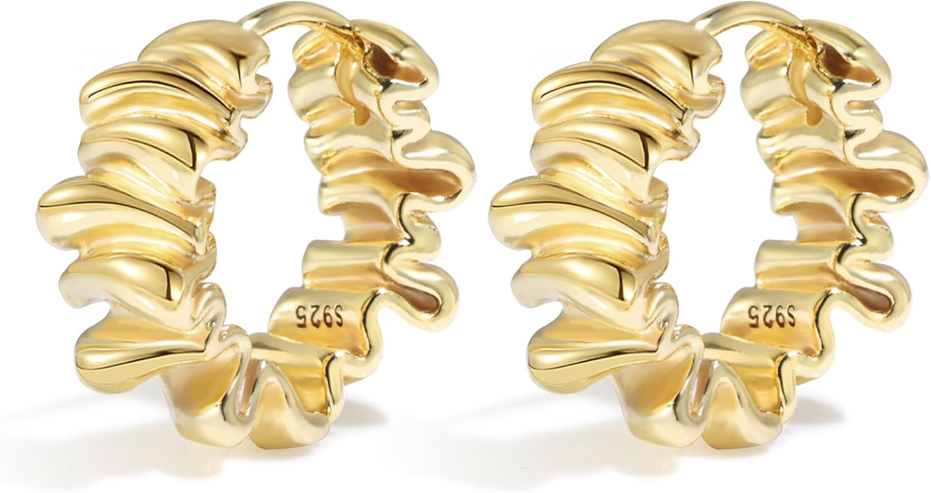 Gold Statement Earrings for Women Trendy, Chunky Gold Earrings Big Shell Wings Textured Dome Earr... | Amazon (US)