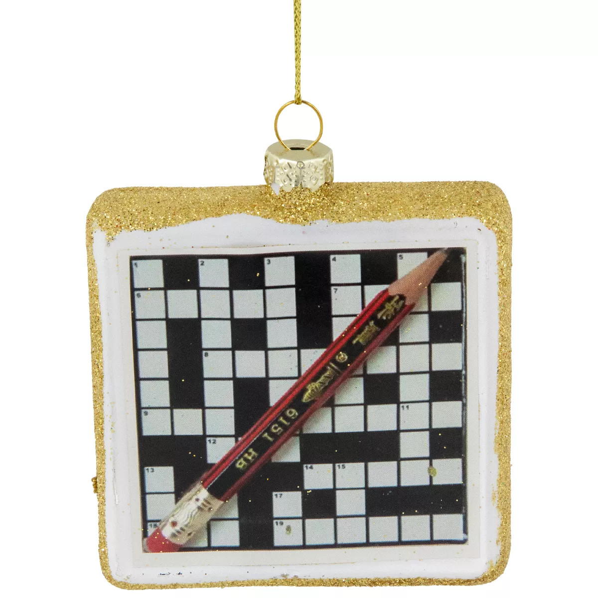 Northlight 3.5" Crossword Puzzle with Pencil Glass Christmas Ornament | Target