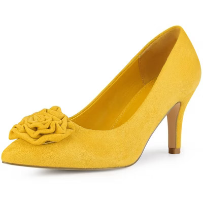 BLISSFUL STEP Women's Pointed Toe Stiletto Heel Slip-on Pumps Yellow 5.5 | Target