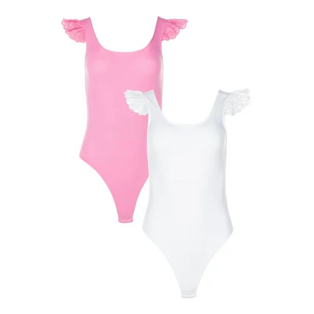 Celebrity Pink Women's Juniors Flutter Sleeve Bodysuit 2-Pack | Walmart (US)