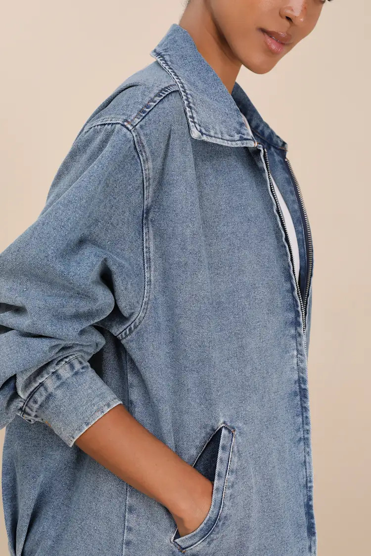 Marella Light Wash Oversized Denim Jacket | Lulus