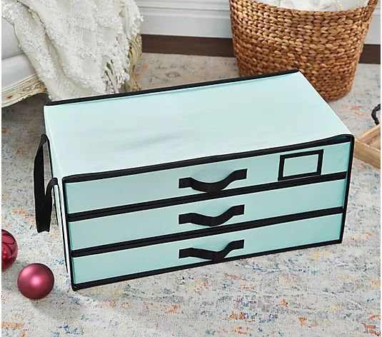 Tidy & Co. 25" 3-Drawer Ornament Storage Box - QVC.com | QVC