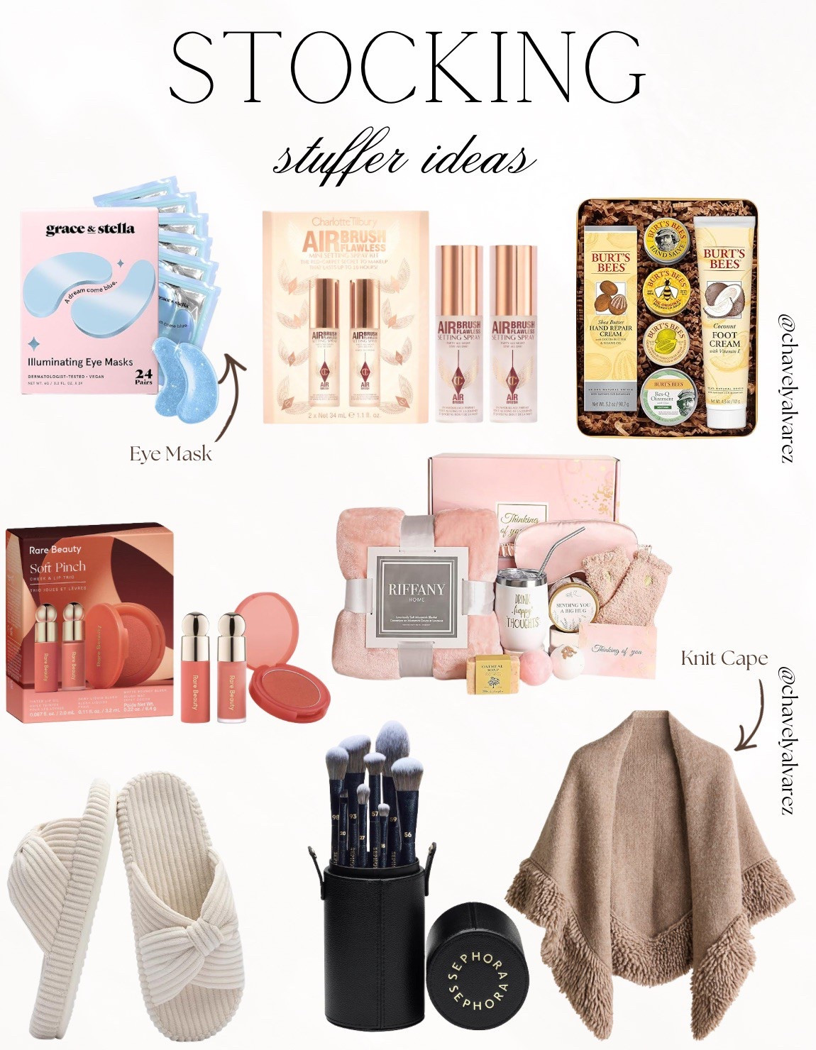 🧦 STOCKING STUFFERS: Mini Must-Haves & Beauty Faves! ✨

Upgrade your holiday stockings with these perfectly sized essentials that deliver big on style and self-care! 💖

We are obsessed with these curated treats for the ultimate holiday surprise. Refresh tired eyes with grace & stella blue eye masks and set your look for all-day festivities with the Charlotte Tilbury Airbrush Flawless setting spray duo. Keep skin glowing with the Burt's Bees holiday hand and foot kit, or add a pop of color with the viral Rare Beauty Soft Pinch blush trio. Stay cozy in plush cream ribbed slippers and a chic tan fringed knit cape, and don't forget the professional Sephora brush set and a curated "Thinking of You" gift box for that extra special touch!

#StockingStuffers
#GiftGuide
#BeautyEssentials
#HolidayGifts
#RareBeauty
#CharlotteTilbury
#SelfCareGifts
#BurtsBees
#WinterStyle
#SephoraSquad
#GiftsForHer
#HolidayShopping
#LTKGiftGuide
#CozyVibes
#SmallGifts


#LTKGiftGuide #LTKFindsUnder100 #LTKHoliday