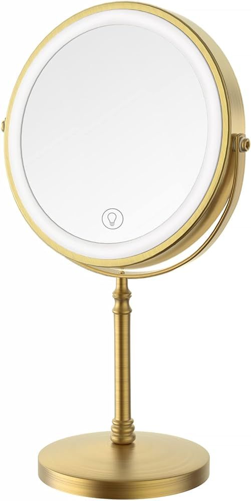 Lighted Makeup Mirror, 8" Rechargeable Double Sided Magnifying Mirror with 3 Colors, 1x/10x 360°... | Amazon (US)