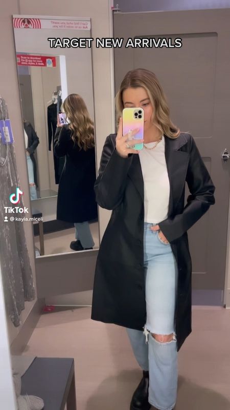 Y’all!!! This faux leather trench coat is a great affordable staple piece to add to your closet for fall & winter! I go a XS ✨🖤 

Target fashion, target finds, fall fashion, winter fashion, winter coat, trendy fall, trendy winter 

#LTKSeasonal #LTKstyletip #LTKunder50