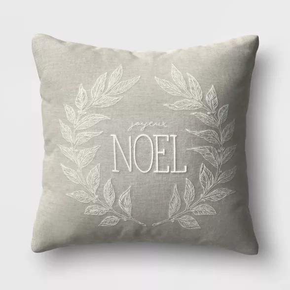 Holiday Noel Square Throw Pillow Neutral - Threshold™ | Target