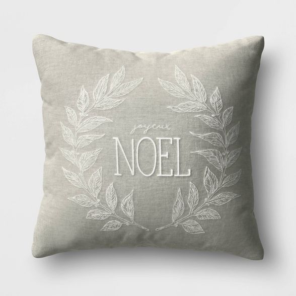 Holiday Noel Square Throw Pillow Neutral - Threshold™ | Target