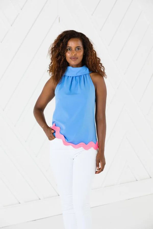 Cowl Neck Top with Pink Trim | Sail to Sable