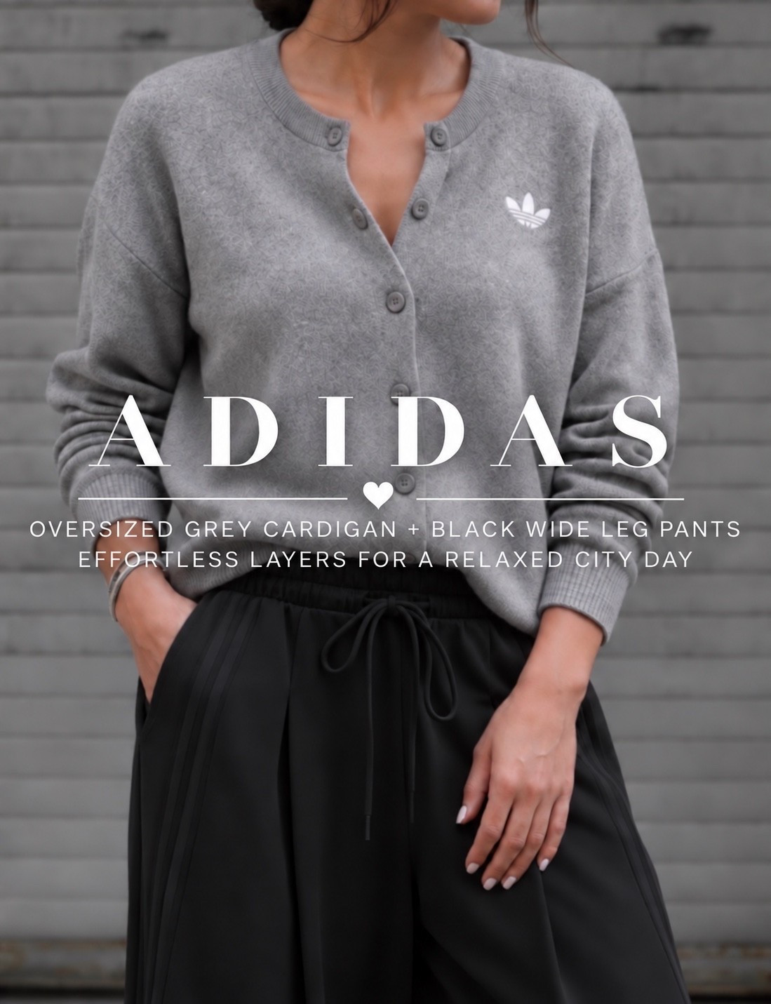 Adidas cardigan I wear size medium for a cozier fit