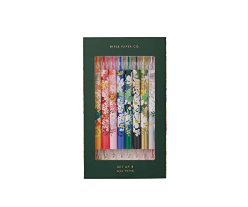RIFLE PAPER CO. Gel Pen Set of 8 | 0.5mm Rollerball Tip, Boxed Set of 8 Different Colored Retractable Gel Pens, Perfect for Stylizing Note Taking and Writing (5.5" L), Margaux | Amazon (US)