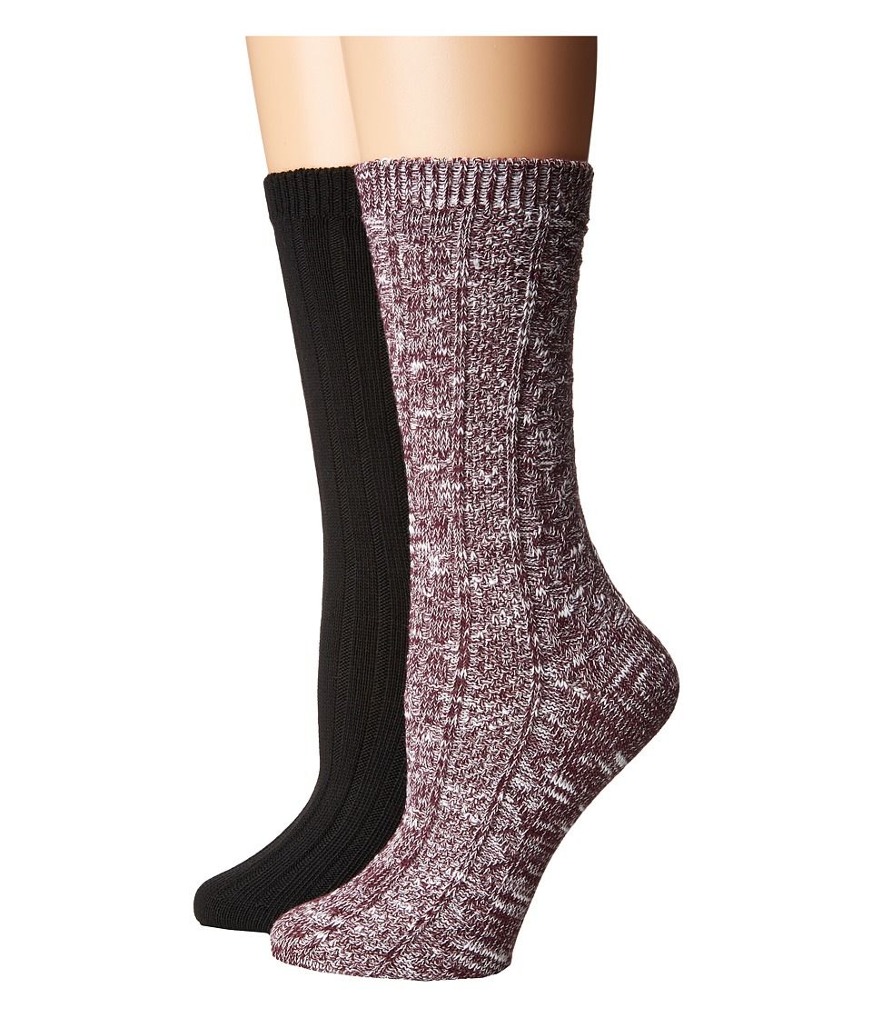 Steve Madden - 2-Pack Boot Sock Slub Yarn (Grape) Women's Knee High Socks Shoes | Zappos
