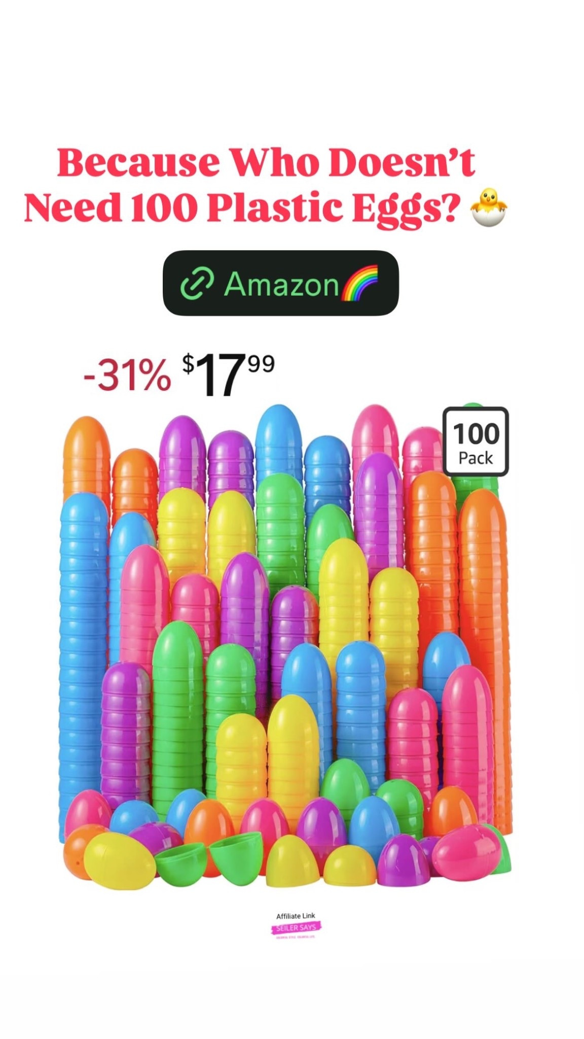 Because Who Doesn’t Need 100 Plastic Eggs? 🐣 Amazon.

#LTKSeasonal #LTKSaleAlert #LTKKids