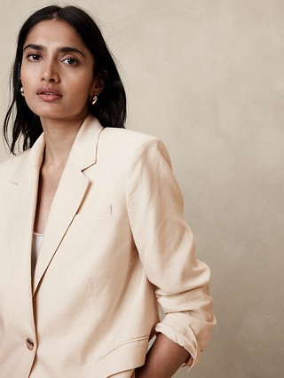 Lena Relaxed Linen-Blend Blazer | Banana Republic (US)