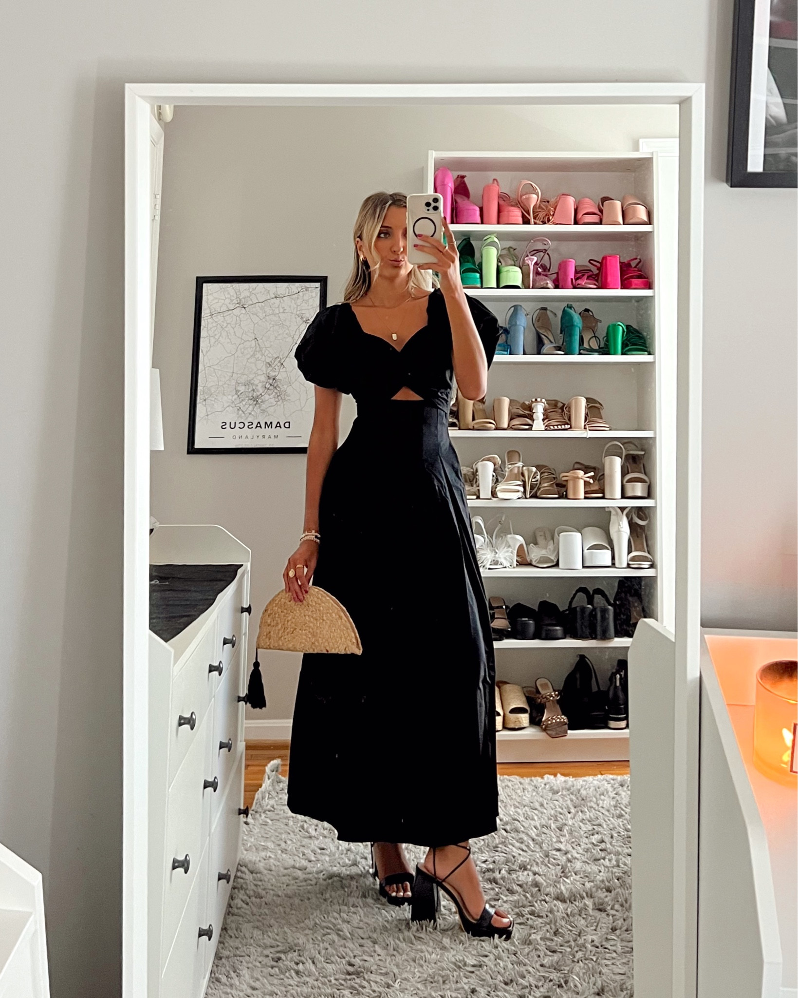 Fall wedding guest dress. Linen but a little snug. I should have sized up one! 