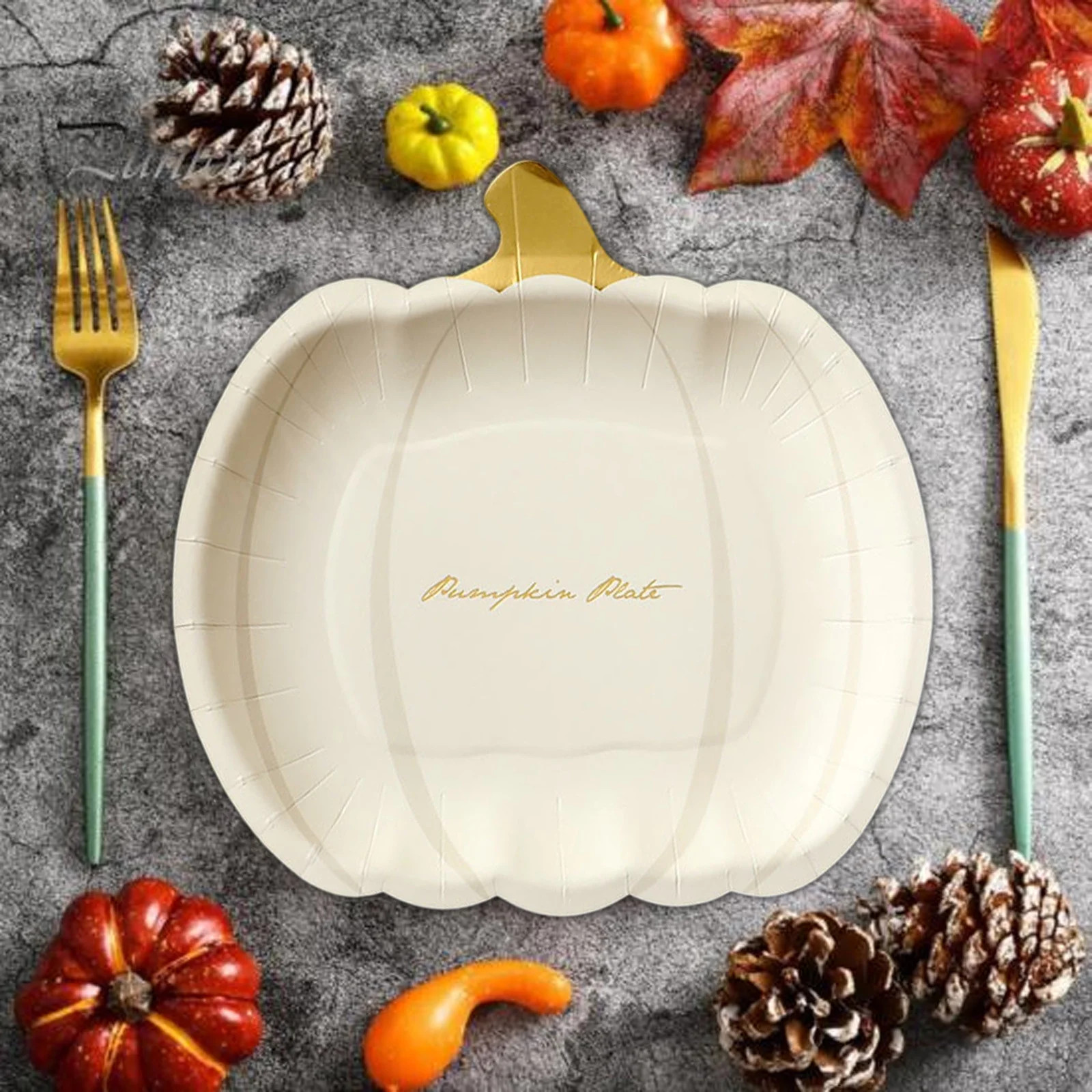 Thanksgiving Paper Plates 7 inch Fall Harvest Pumpkin Shaped Disposable Dinning Plates, Autumn Di... | Walmart (US)