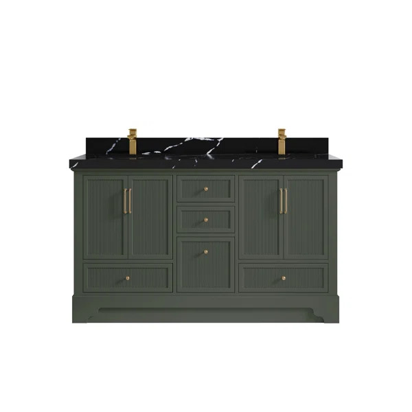 Alys 60'' Free Standing Double Bathroom Vanity with Quartz Top (Pulls Option) | Wayfair North America