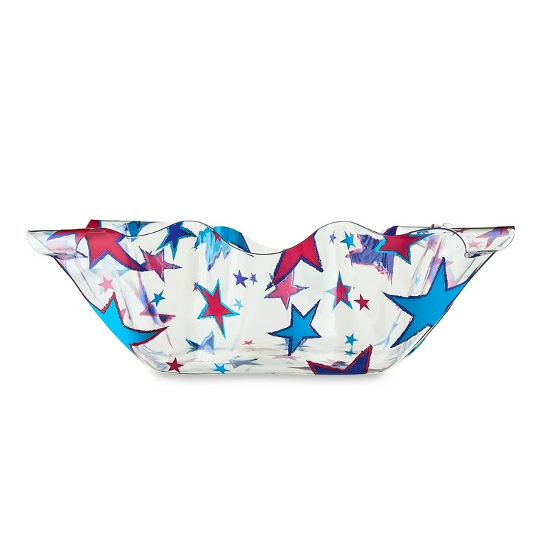 Patriotic Blue and Red Stars Plastic Ruffle Bowl, by Way To Celebrate - Walmart.com | Walmart (US)