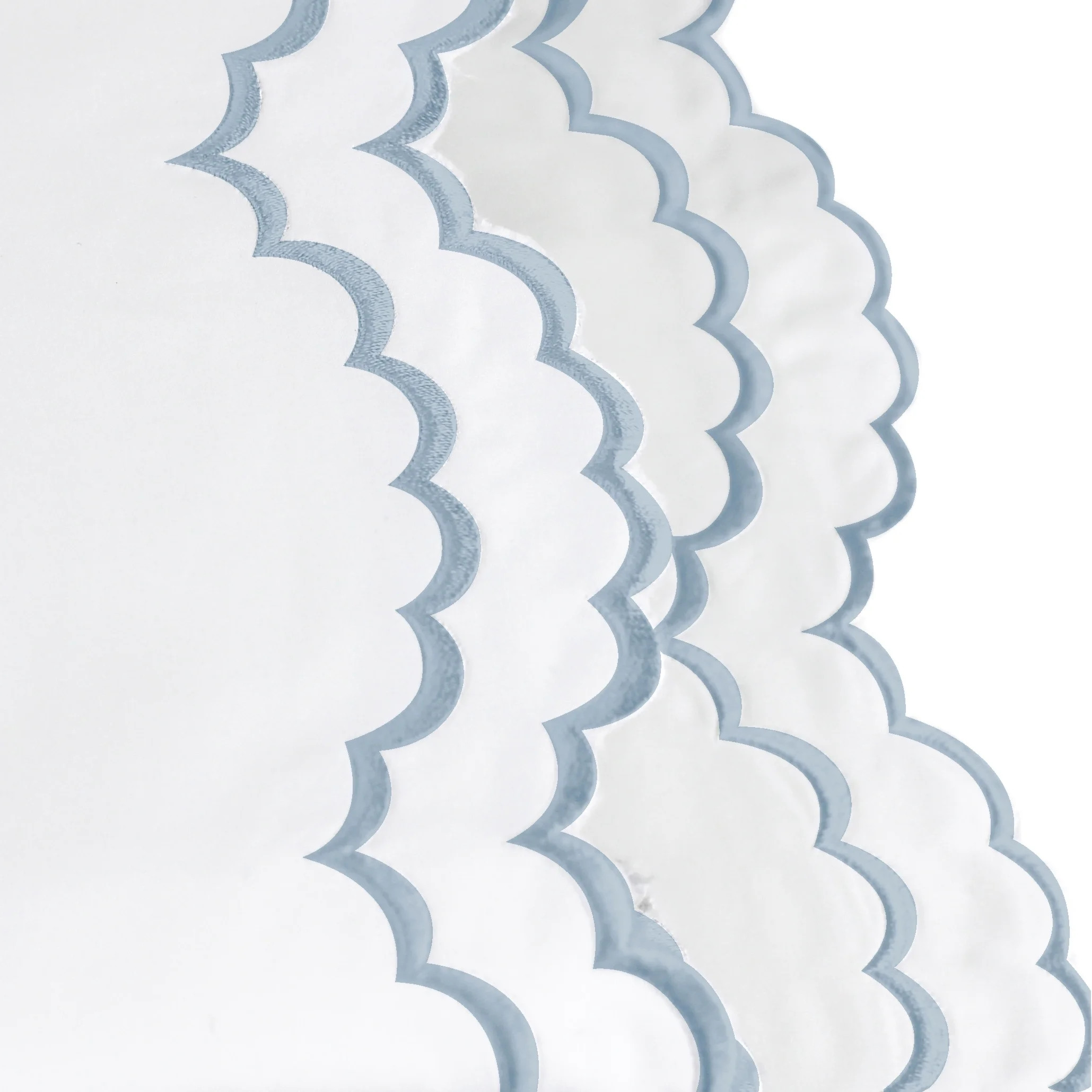 Melange Home Percale Cotton Double Scalloped Embroidered Crisp Sheet Set Queen - Blue - Walmart.c... | Walmart (US)