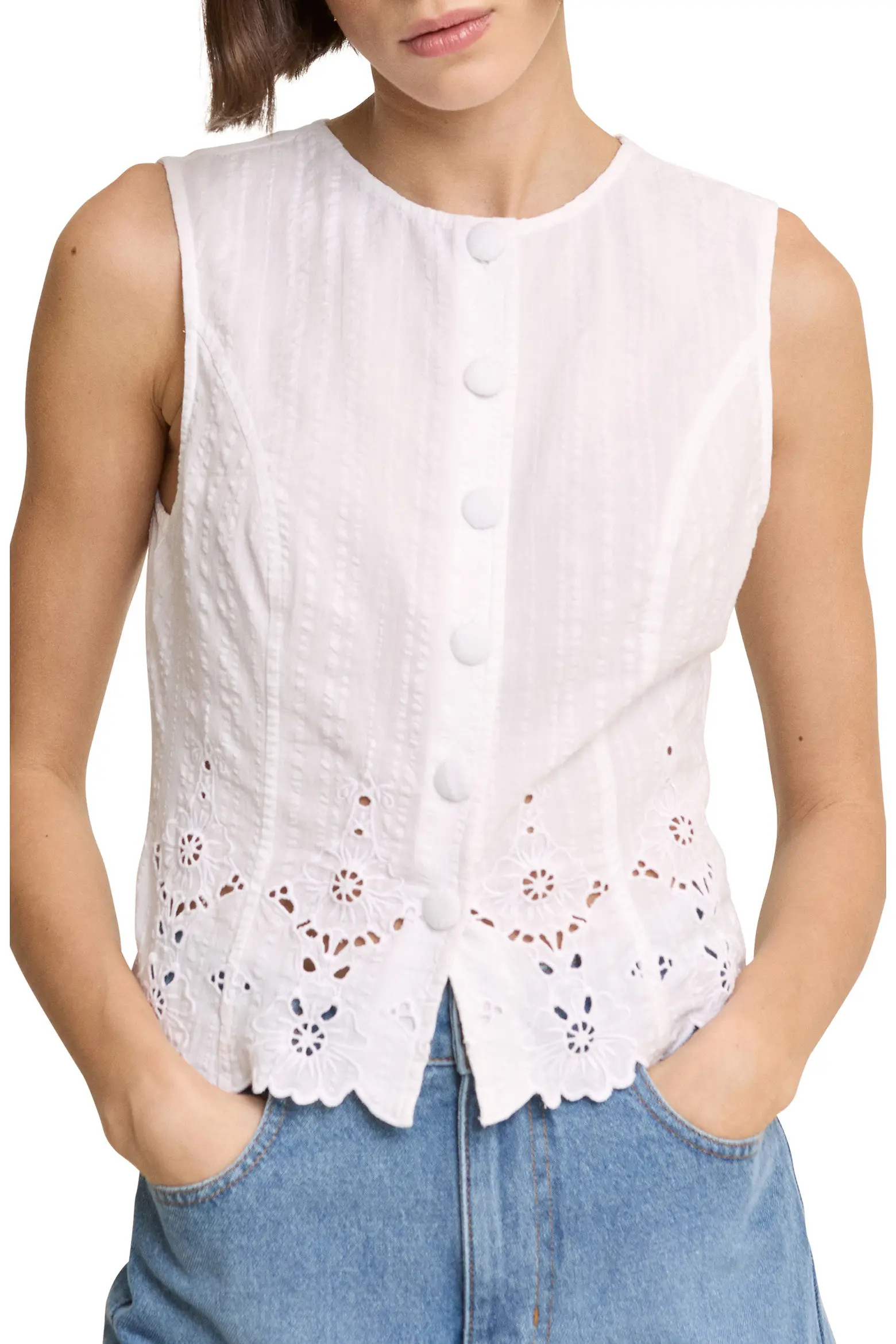 Layla Eyelet Cotton Button-Up Top (Women) | Nordstrom | Nordstrom