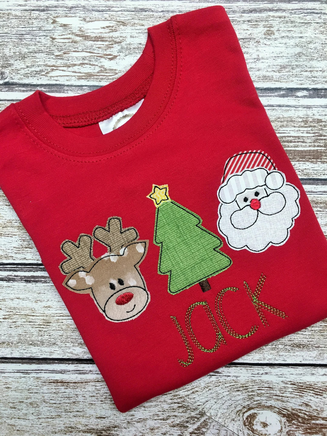 Boys CHRISTMAS shirt, ROMPER, Santa, Reindeer; Short sleeve Christmas shirt,  Long sleeve, Red sh... | Etsy (US)