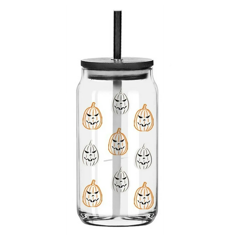 Way To Celebrate Can Glass Pumpkin Sipper Clear | Walmart (US)