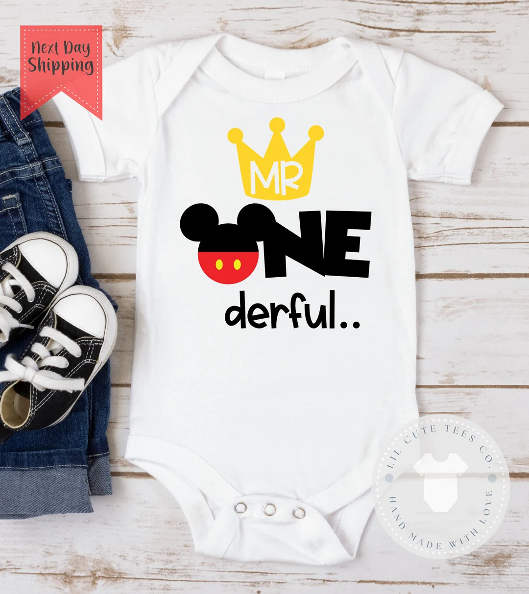 Boys Mr Onederful Mickey 1st Birthday Bodysuit , Mickey Themed Birthday Bodysuit , Baby Boy Birth... | Etsy (US)