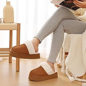 Litfun Womens Fuzzy Platform Slippers Fluffy Memory Foam Winter House Shoes for Indoor and Outdoo... | Amazon (US)