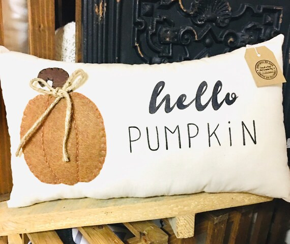 Rustic Hello Pumpkin Decorative Pillow | Etsy (US)