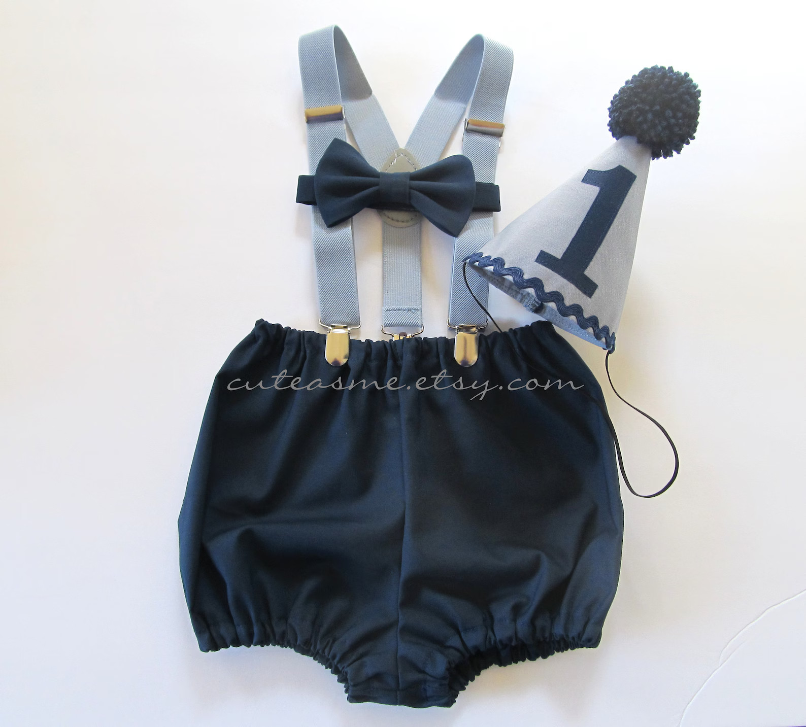 Smash Cake Outfit Boy Birthday Navy Blue and Gray Outfit 1 2 | Etsy | Etsy (US)