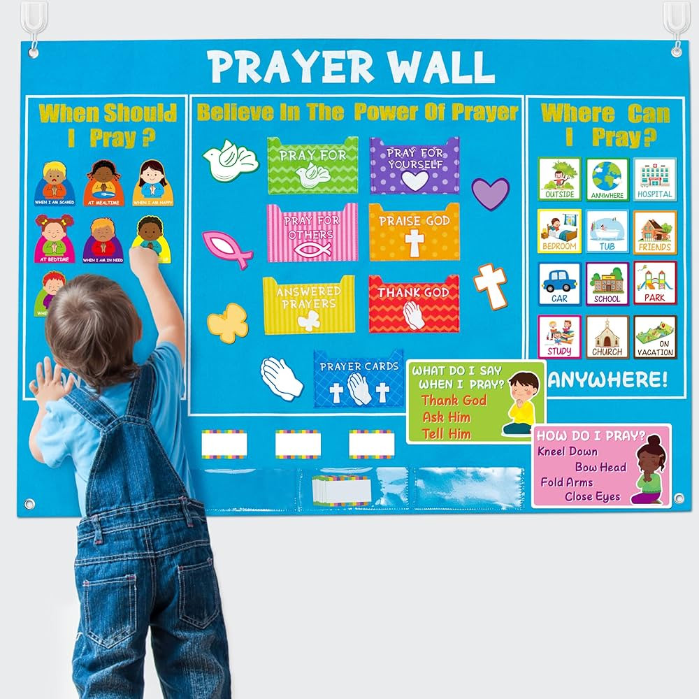 WATINC 37Pcs Prayer Wall Felt Story Board Set with Story Card, Prayer Bulletin Board Accessories,... | Amazon (US)