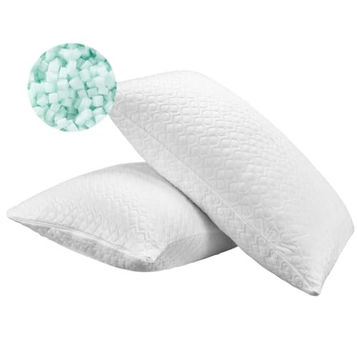 Rainmr Memory Foam Pillows Queen Size Set of 2 - Adjustable Bed Pillows for Side Back Stomach Sleepers - with Washable Cooling Pillowcase | Amazon (US)