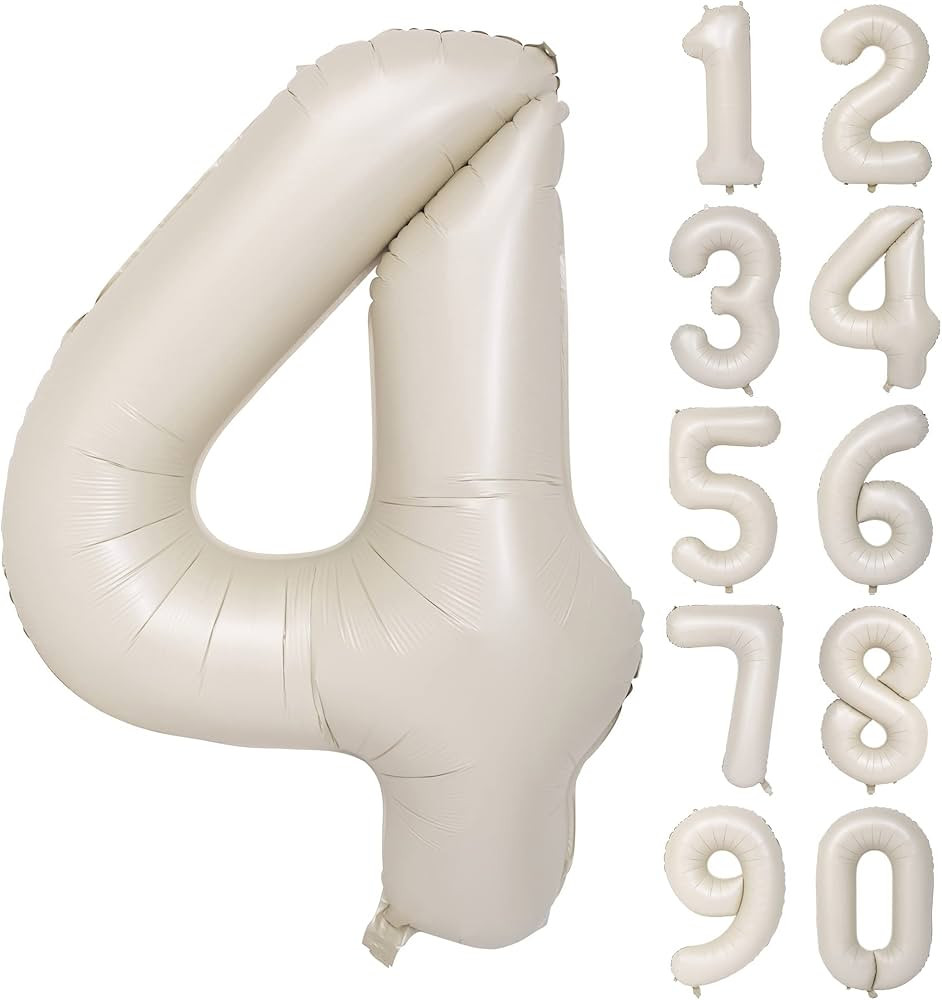 40 In Cream white Number Balloons Helium Foil Mylar Balloon Birthday Party banquet Decoration Dig... | Amazon (US)